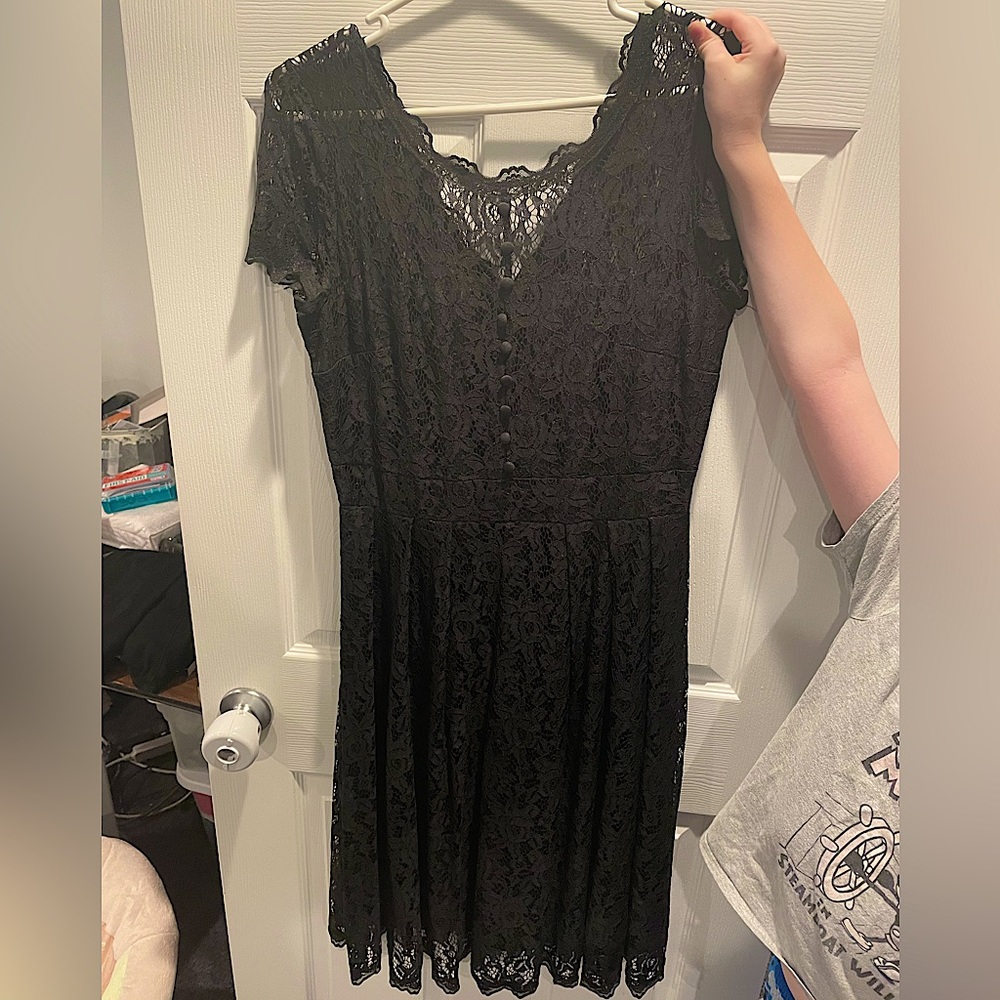 ModCloth lace a line dress size large nwot rockabilly black